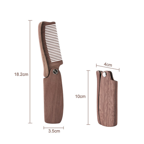 Pocket Size Wooden Folding Beard Comb